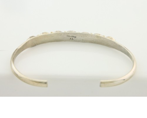 Vintage Navajo Bracelet 925 Silver Natural Lapis Handmade Authentic Signed AL - Picture 4 of 7