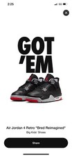 Air Jordan 4 Bred Reimagined Grade School Size 4Y