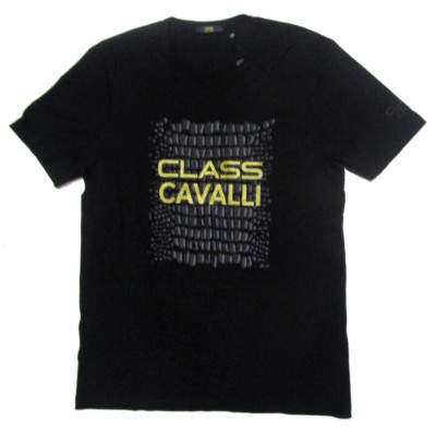 Just Cavalli Croco Print Men's T-Shirt-NWT Black-Gold Cavalli Class Sz M