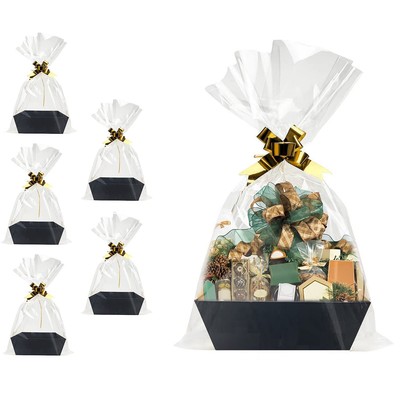 Baskets For Gifts Empty, 5 Pk Black Empty Gift Baskets To Fill, Sturdy Cardbo...