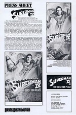 SUPERMAN IV Original Australian Movie Press Sheet Christopher Reeve