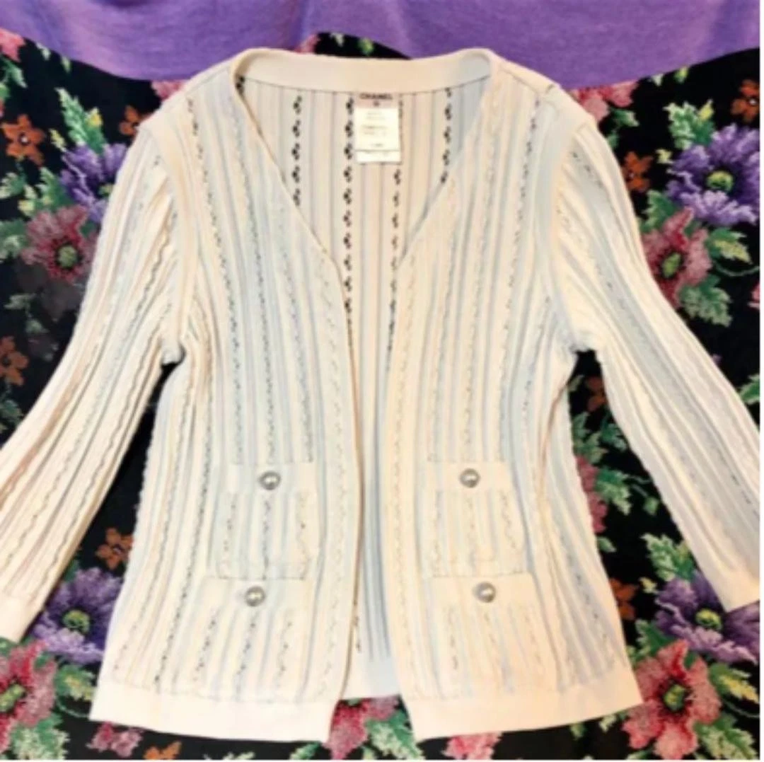 Giacca giubbino esterno donna Chanel usata senza colletto taglia 42 colore grigio ghiaccio