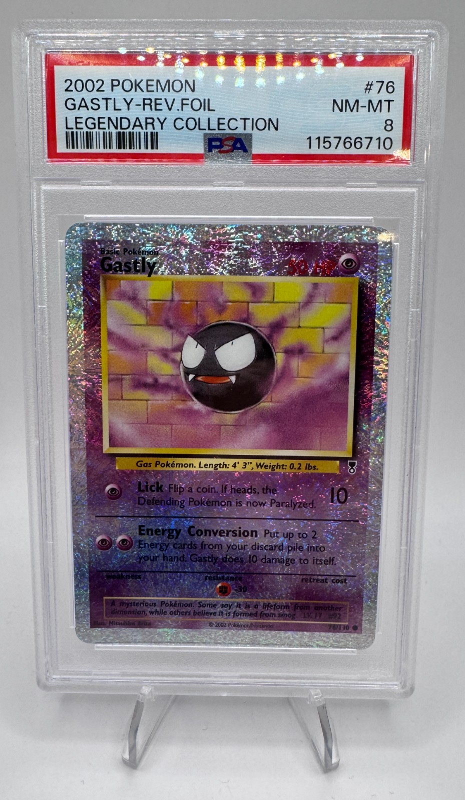 2002 Pokemon Legendary Colleciton #76 Gastly-Reverse Foil Psa 8