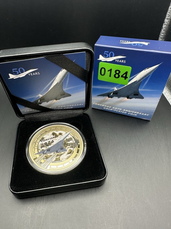 2026 Solomon Islands Concorde 50th Anniversary 50c Gold Plated Coin Box COA