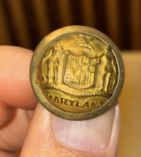 Maryland Post Civil War Uniform Button Horstmann Philadelphia Brass State Seal
