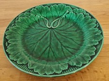 Antique 1866 Wedgwood Majolica green vine leaf side plate