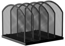 5-Section Vertical Desktop Organizer, 5-Section Mesh File Folder Stand Sorter...