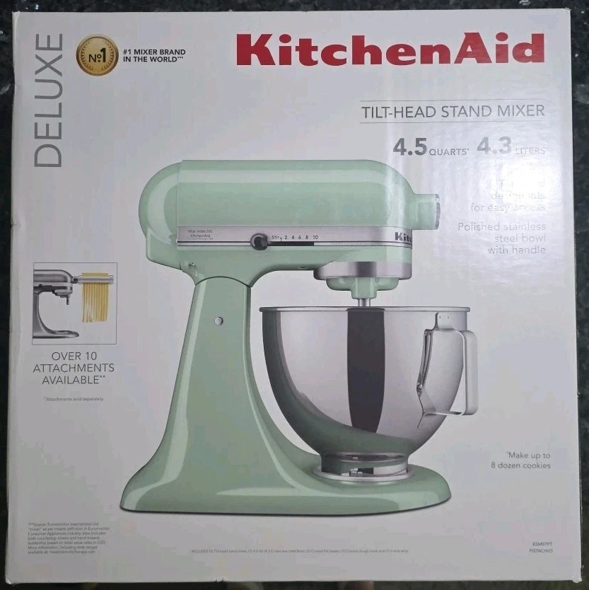 KitchenAid Deluxe Series 4.5 Quart Mixer Stainless Steel Bowl Pistachio Green