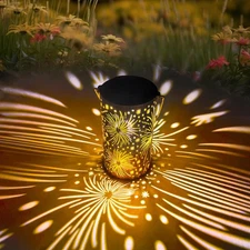 Dynamic Fireworks Solar Lanterns Outdoor Waterproof Hanging Solar Lights Gard...