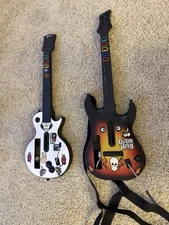2 Nintendo Wii Guitar Hero Guitars Sunburst And Guitar Hero Les Paul. TESTED!