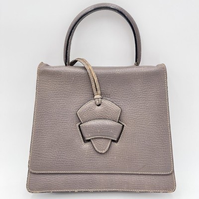 LOEWE Barcelona 2-Wege Handtasche grau Leder oberer Griff Schulter