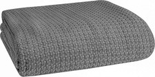 100 Cotton Bed Blanket King Size Breathable Thermal Blanket Charcoal Grey Soft