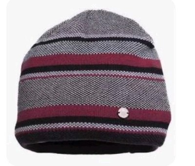 Screamer Acrylic Knit Jarrett Beanie Hat Winter Ski Gray Striped Adult One Size 
