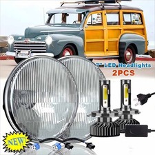 Pair For Ford Deluxe 1939-1951 7 Inch Round Led Headlights Lamp Housing New Aaa