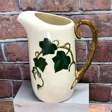 Vintage Poppytrail Metlox California Ivy 10" Tall Ceramic Pitcher 1950s