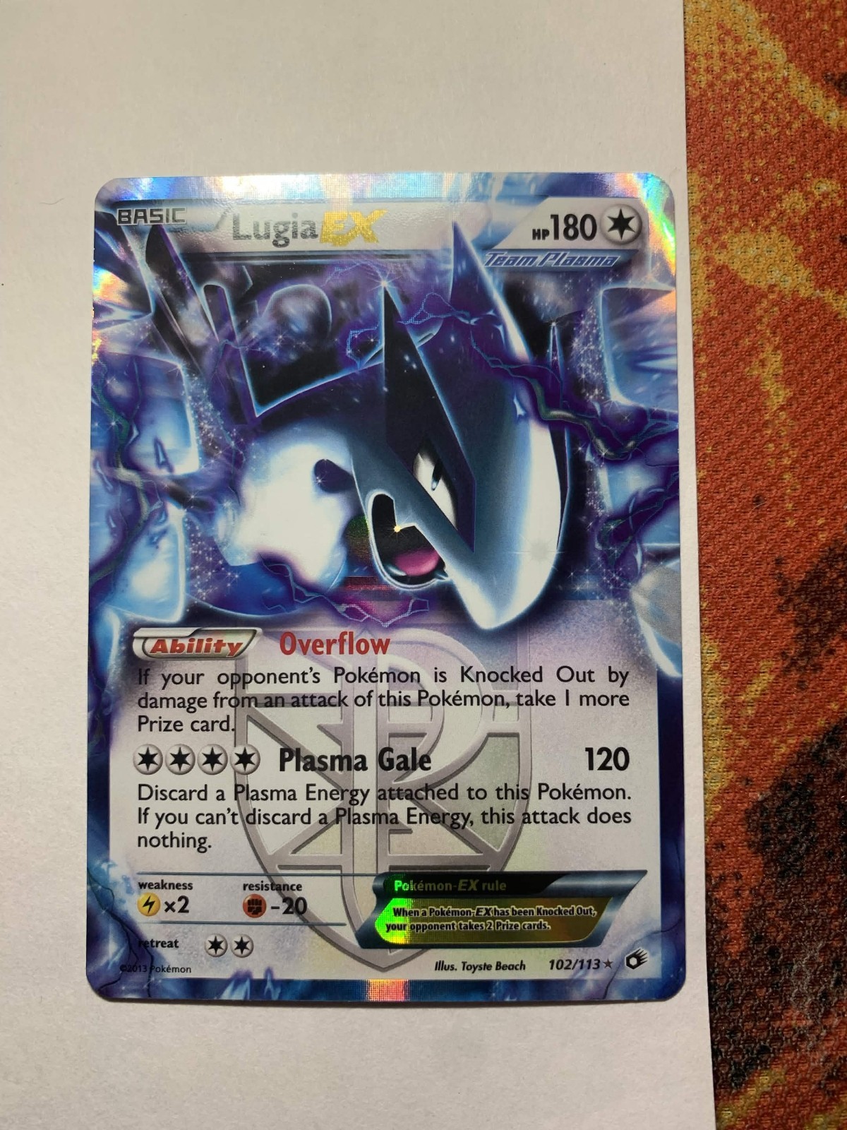 Pokemon Lugia EX (Team Plasma) Legendary Treasures 102/113 NM FREE SHIPPING