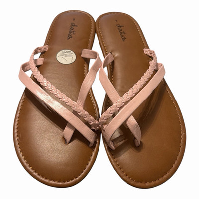 Chatties Women's summer beach Pink Braided Leather Cushioned Flip Flop Sandals 9