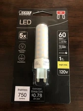 Feit Electric LED G9 Light Bulb, Bright White 6.5 W Dimmable 5x Longer BP60G9
