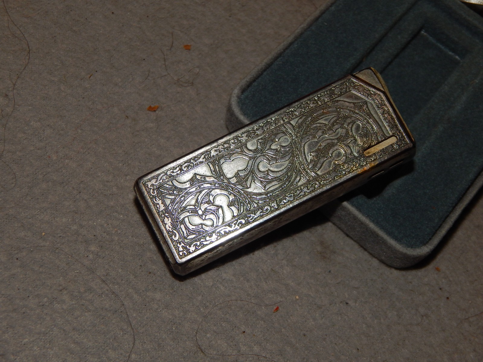 Vintage Colibri Electro-Quartz Art Deco Lighter in Case Parts Estate Find