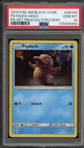 Pokemon Psyduck Detective Pikachu STR. Event Holo Promo SM199 PSA 10 Gem Mint