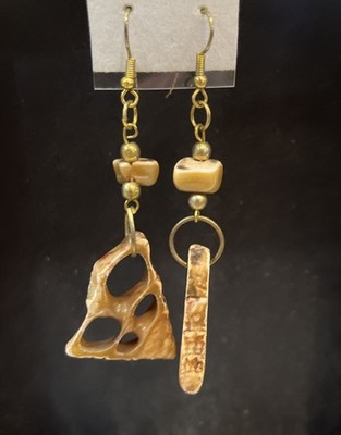 Glass Cut Stone Brown Tan Triangle Cheese Assorted Colors New Old Stock