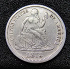 1873 Seated Liberty Dime 10C- Closed 3 - No Arrows - Philadelphia - F-VF Details