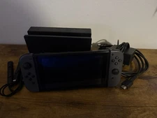 Nintendo Switch V1 Unpatched Gray Joy-Con Dock/Cables Included Broken Top Vent