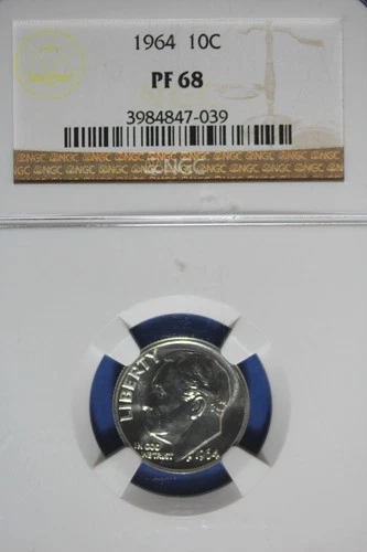 1964 NGC 10C PF68 ROOSEVELT DIME #B50825