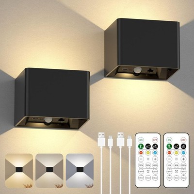 Wiederaufladbare LED Wandleuchten Innen - 6000mAh Batteriebetrieben Wandleuchten 2er Pack