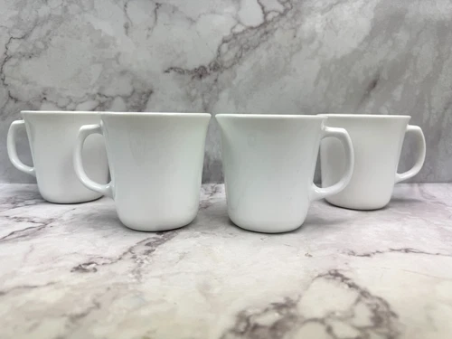 Corning USA Vintage Winter Frost White Coffee Tea Mug Cup D-Handle Set of 4