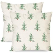Christmas Pillow Covers 18x18 Set of 18" x 18" Pack of 2 Frosty Green Cream