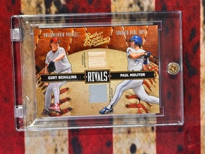 2004 Leather & Lumber RIVALS GAME USED BAT JERSEY SCHILLING MOLITOR 151/250