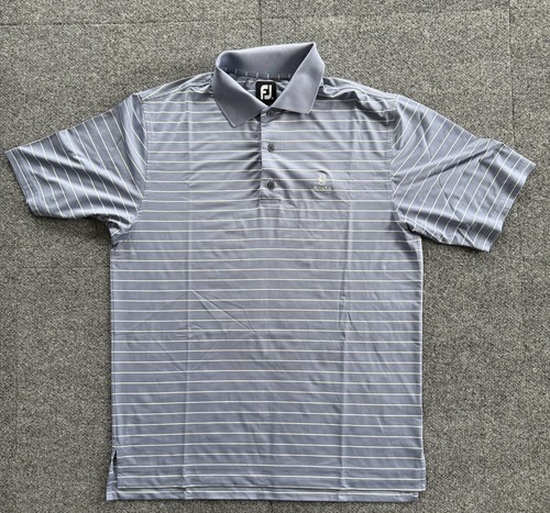 FootJoy FJ Aviara Golf Polo Men's Tagged M Fits Stripe Blue Gray - Afbeelding 1 van 12