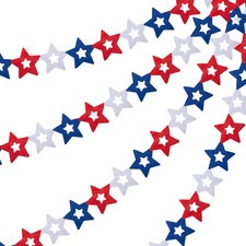 4 Pack 32 Ft Patriotic Paper Star Banner, 4Th of July Paper Garland Decor, Red W