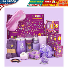 Unique Lavender Spa Gifts Basket Set Includes Coffee Mugs, Scented Candle, Bath