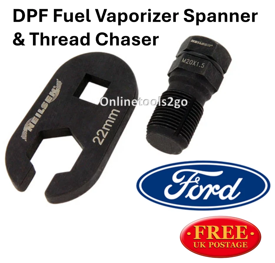 NEILSEN Ford DPF Fuel Vaporiser Tool Spanner & Thread Chaser 1.6 2.0 2.2 Diesel 22mm