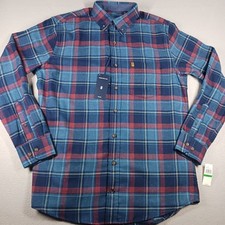 Izod Stratton Flannel Long Sleeve Men's Large/Tall Button Front Shirt Pocket