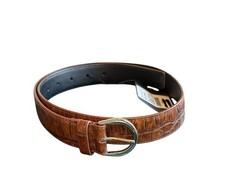 Saint Laurent Brown Croc-Embossed Leather Belt Size 80cm Medium NWT
