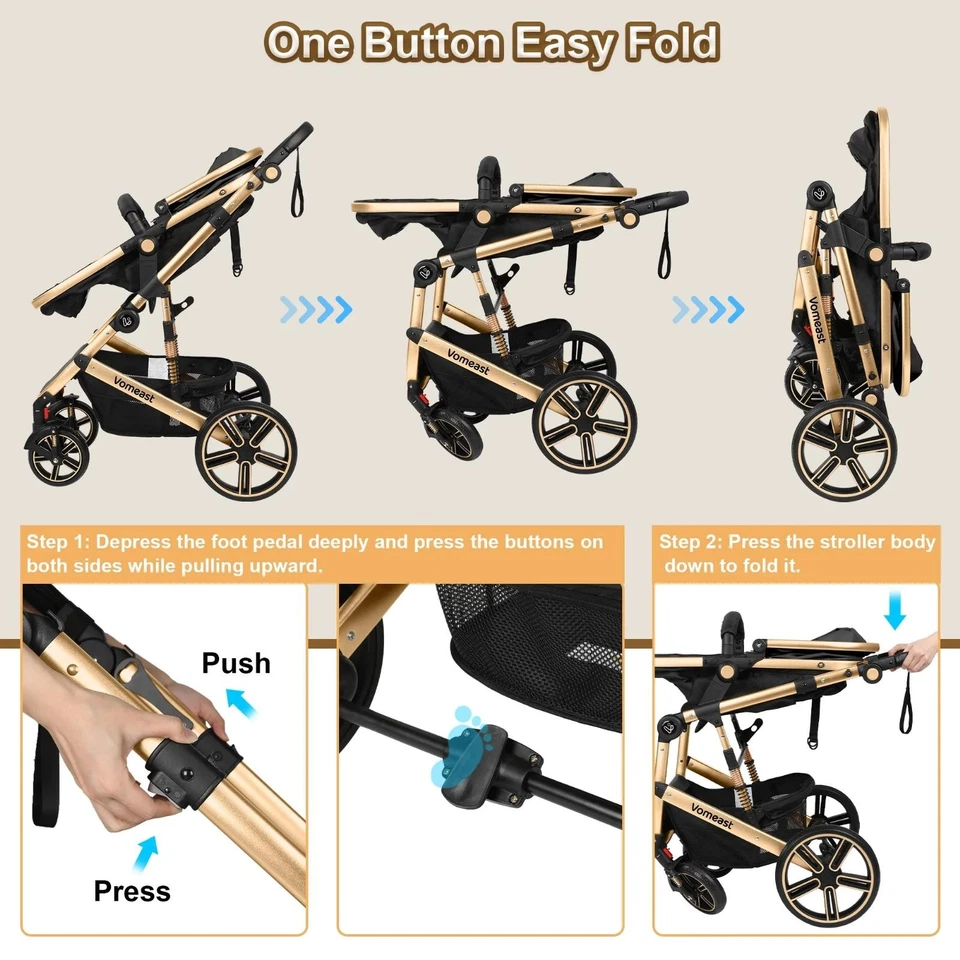 Baby Travel Stroller With Reversible Basinet Easy Fold Newborns Up To 36 Months - Image 2 of 4