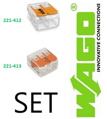 Wago 221 Compact Klemmen Set - Hebelklemme Lüsterklemme Sortiment 2, 3-polig