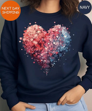 Valentine  s Day Heart Sweatshirt, Cute Valentines Day Sweater, Hearts Layered Ho