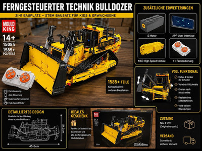 Mould King Technik Bulldozer 15084 1585+ Teile RC App motorisiert ab 14+