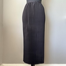 Eileen Fisher Women Pleated Skirt Large Black Wool Silk Maxi NWT Minimalist