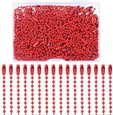 100Pcs Ball Beads Chains Bulk,Red Keychains Rings Metal Chains,4 Inch Dog Tag Me