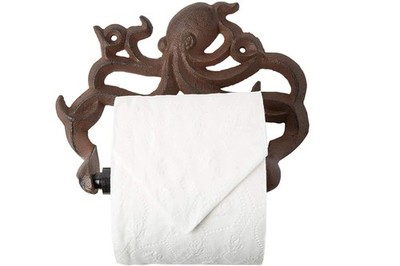 Comfify Decorative Cast Iron Octopus Toilet Paper Holder   Wall Mounted Brown