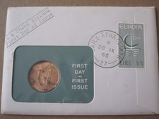 1966 IRELAND 1/2 PENNY UNCIRCULATED COIN KM10 PNC COVER