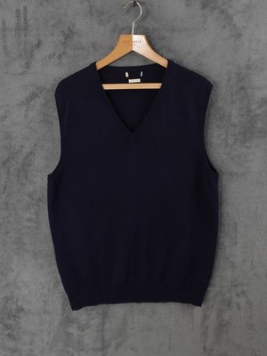 House Of Bruar Pullover Herren Large Blau Navy 100% Wolle Strickpullover Weste Golf V