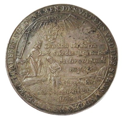 1701-67 SILVER GERMAN STATE 51mm HARZ ZELLERFELD ECCLESIASTICAL BAPTISM THALER