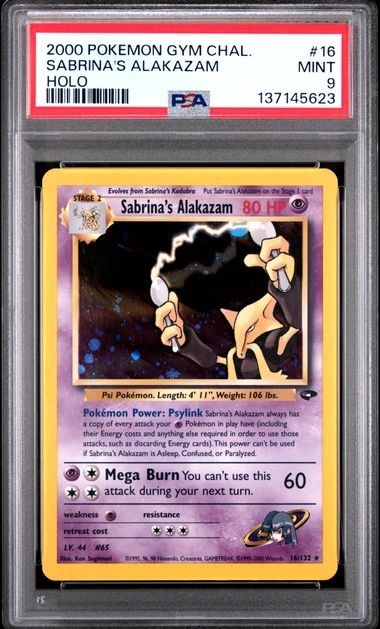 2000 POKEMON GYM CHALLENGE HOLO-1ST ED #16 SABRINA'S ALAKAZAM PSA 9