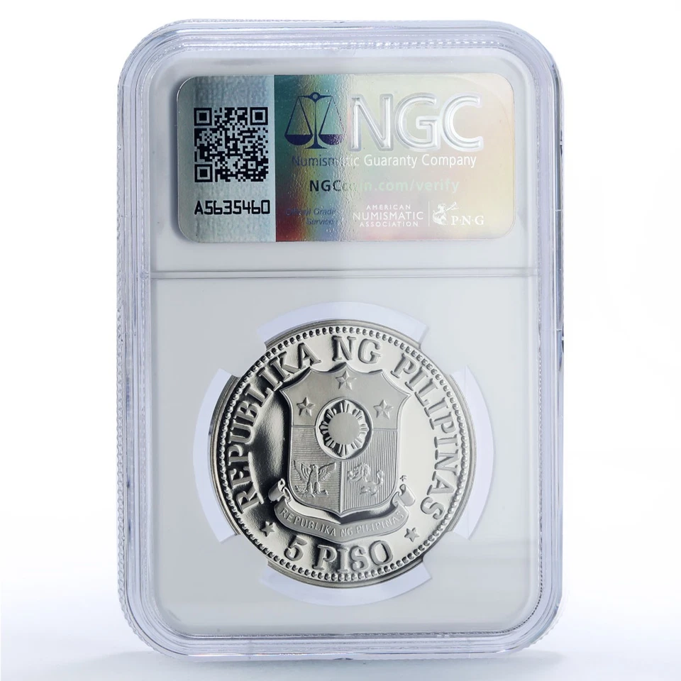 Philippines 5 piso Republic Coinage New Society Marcos PF70 NGC CuNi coin 1976 - Image 4 of 4